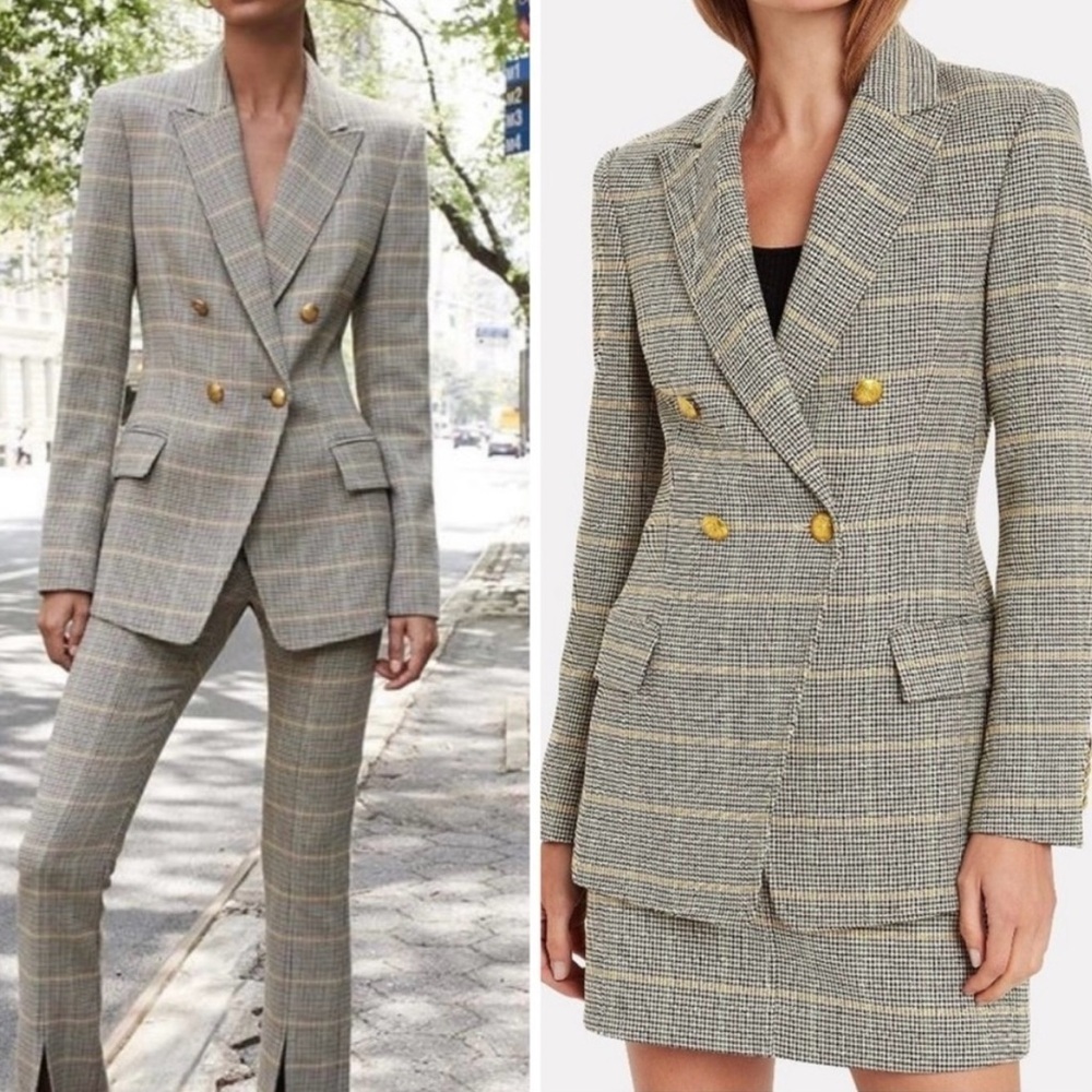 A.L.C. Sedgwick II Double Breasted Plaid Blazer Jacket Size 0 Business Casual